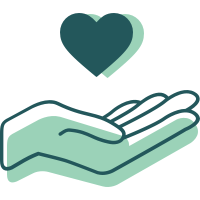 hand holding heart icon