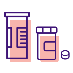 two pink pill bottles icon