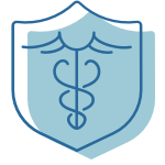 healthcare shield with caduceus icon