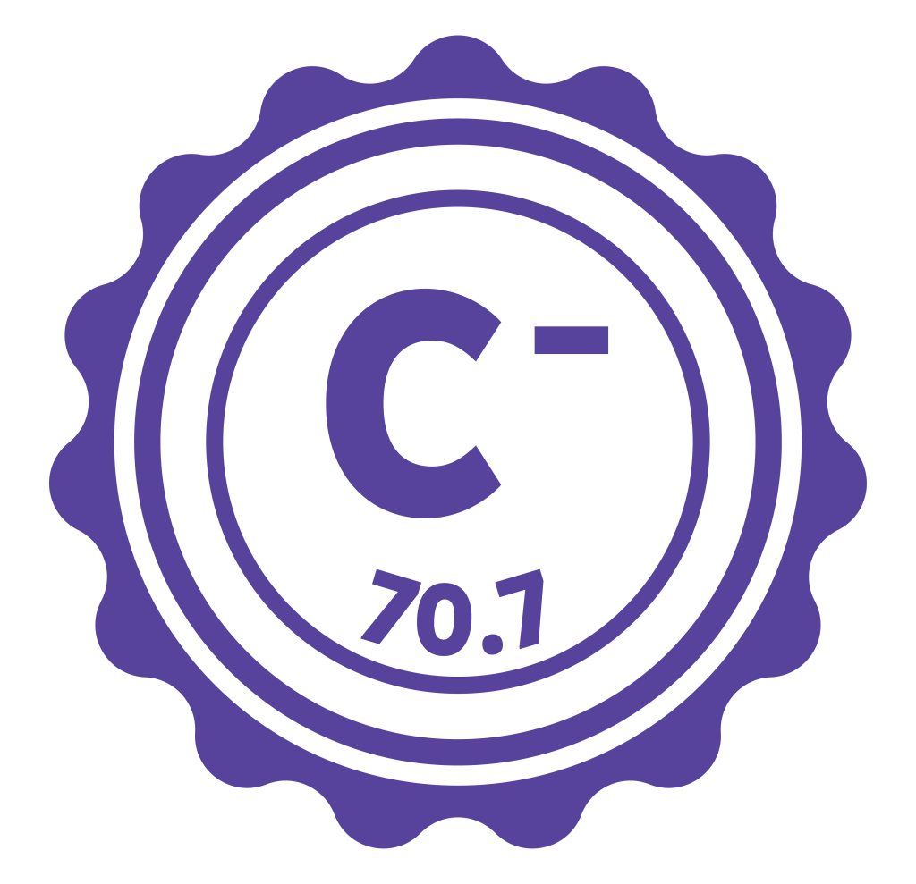 Badge with C- rating