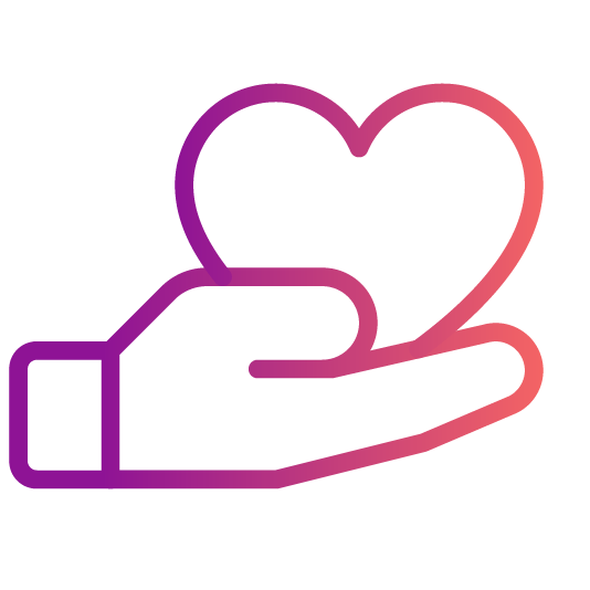 icon representing a hand holding out a heart