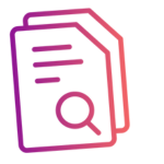 icon of magnifying glass looking at documents