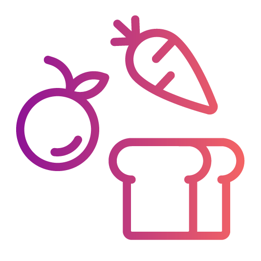 icons of food bread orange and carrot