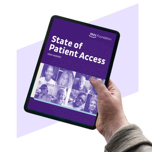 hand holding a tablet viewing the state of patient access report