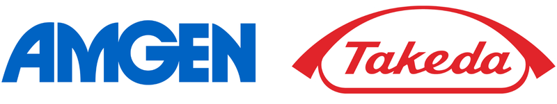 Logos for Amgen and Takeda